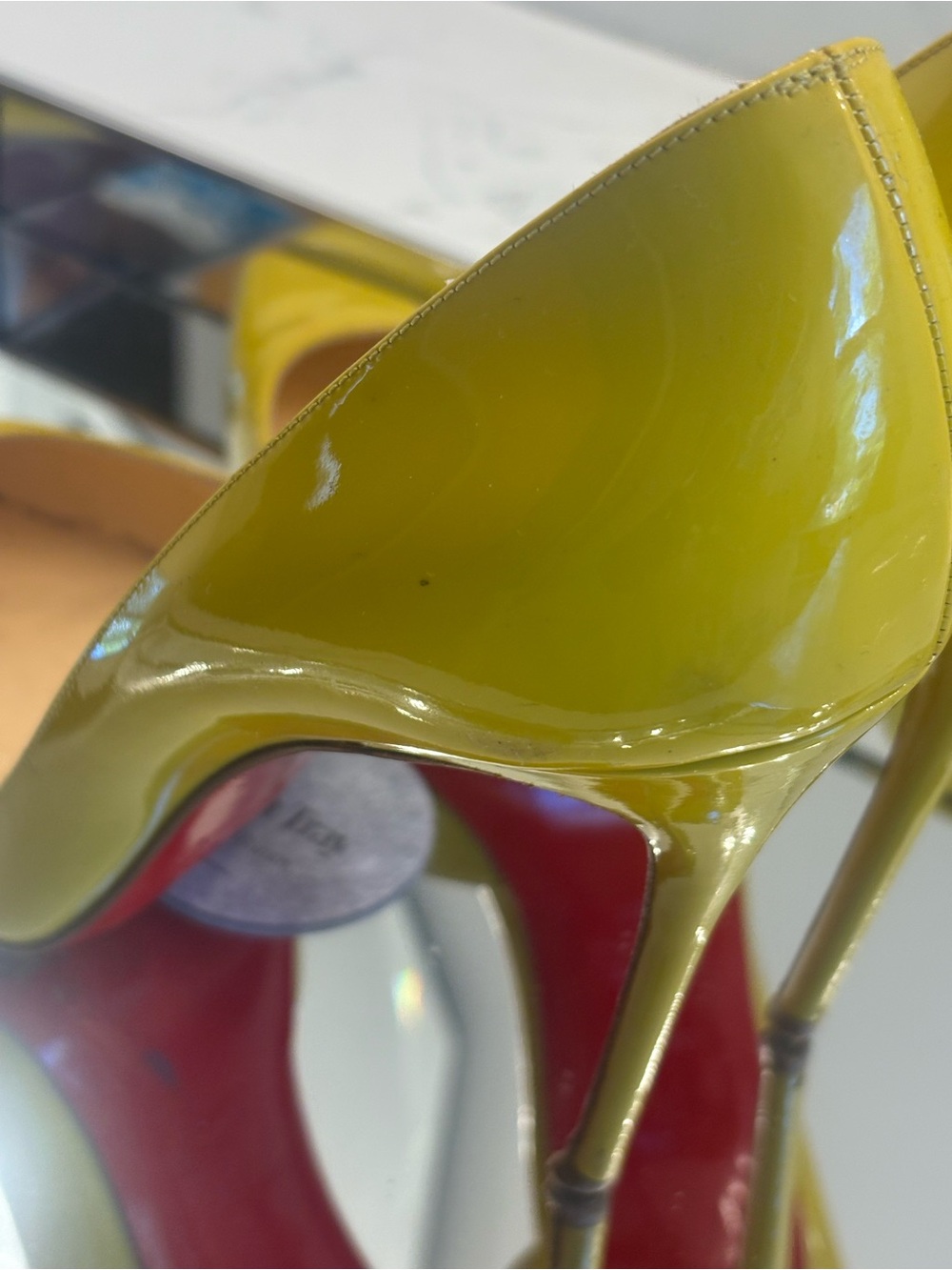 Authentic Christian Louboutin Yellow Patent Women’s Pumps - Picture 3 of 11